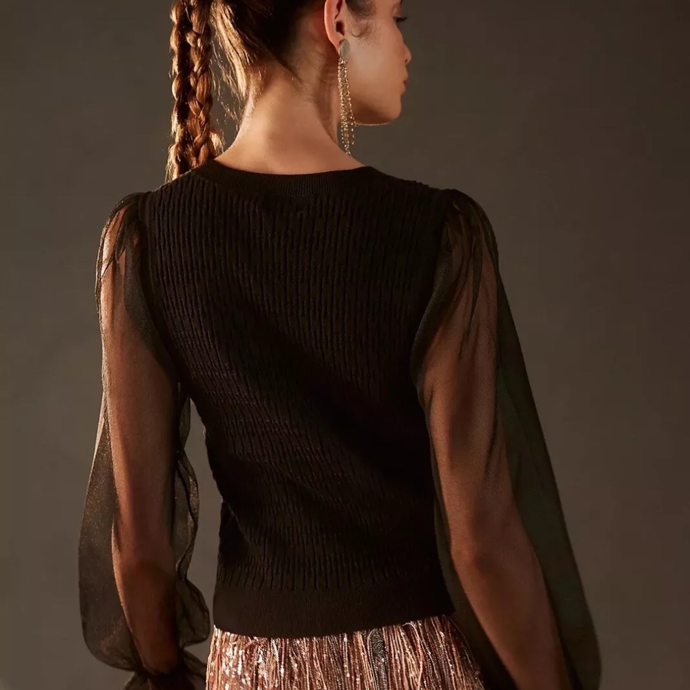 Anthropologie Black Fitted Blouse. NWT - Picture 8 of 14